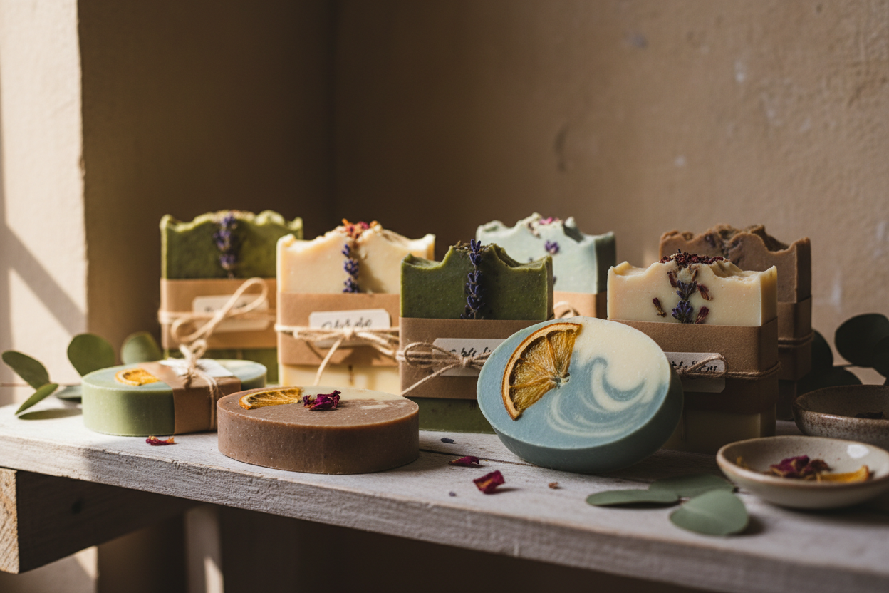 Natual image of soap on a shelf